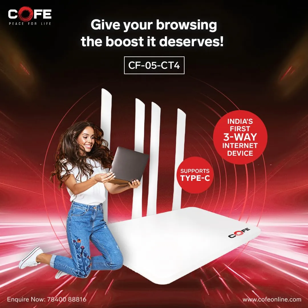 Cofe Sim Router CF05 CT4 WiFi6 4G | 5G 4 Antenna With TYPE-C | WAN | LAN Port view 2